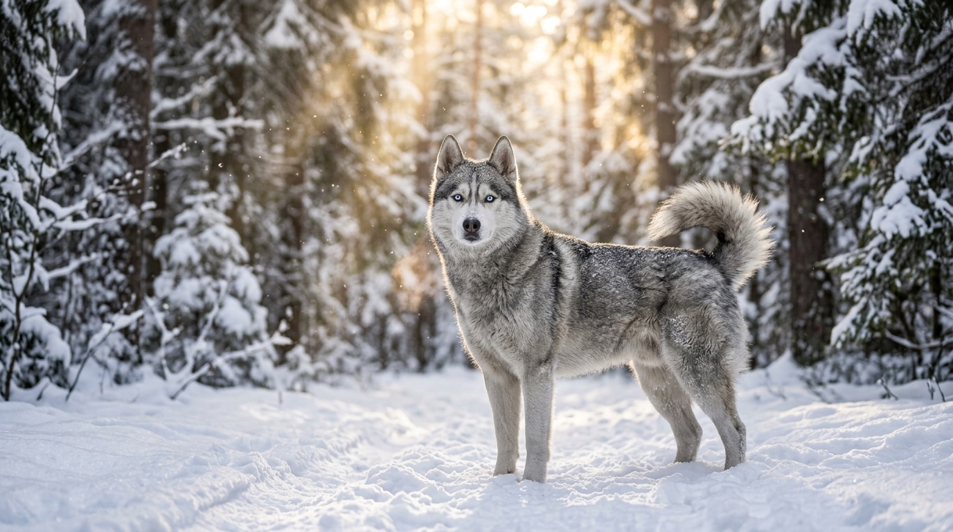 Siberian husky in snow